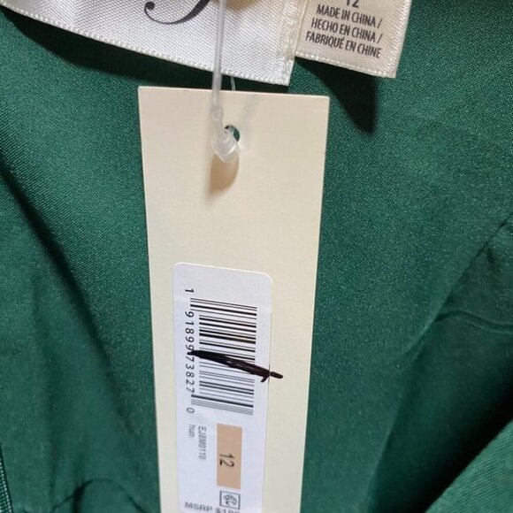 Eliza J Sleeveless Ruffle Front Floor Length Gown Hunter Green 12 - Picture 10 of 16